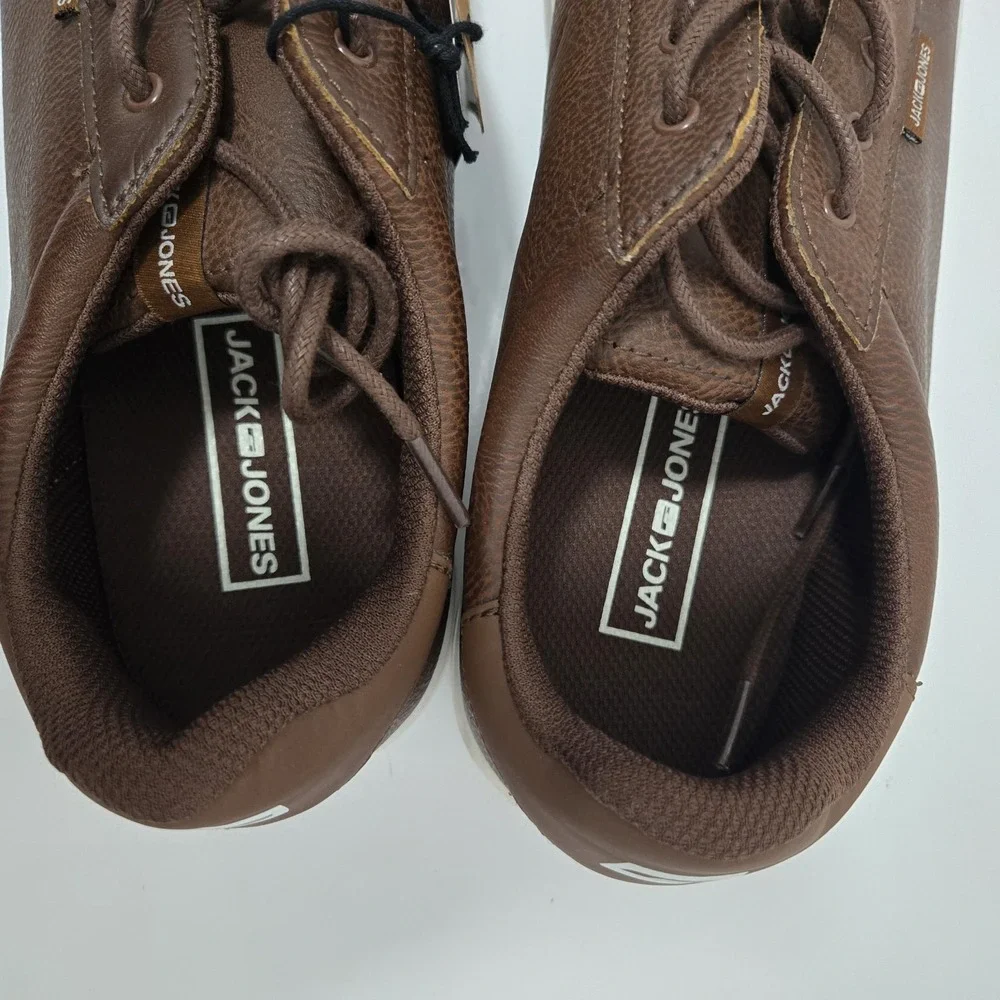 Jack & Jones Men's Brown Faux Leather Sneakers Casual Shoes EU 46 US 13 New